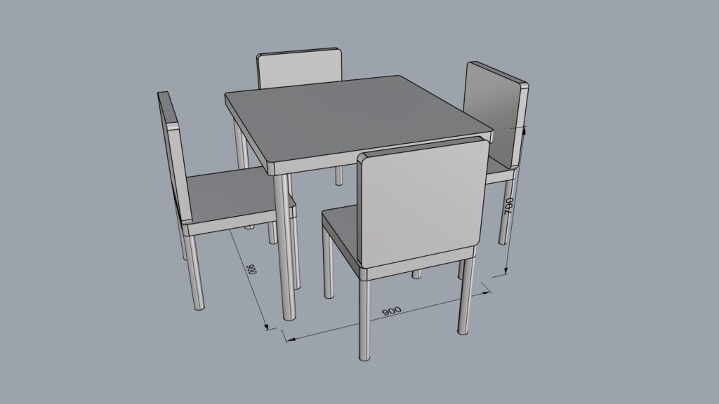シンプルなテーブル椅子付き900-900-700