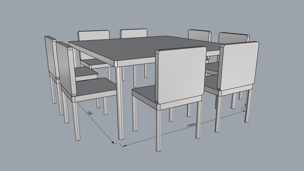 シンプルなテーブル椅子付き1500-1500-700