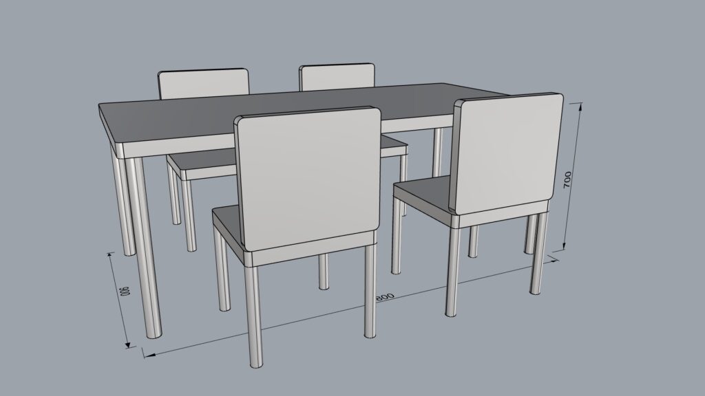 シンプルなテーブル椅子付き1800-900-700