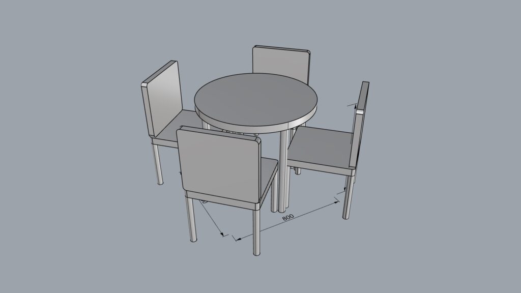 シンプルな円テーブル椅子付きΦ800-700