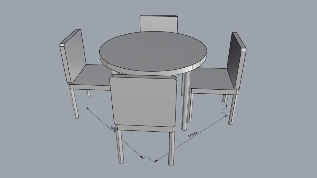 シンプルな円テーブル椅子付きΦ1000-700
