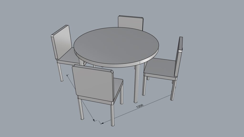 シンプルな円テーブル椅子付きΦ1200-700
