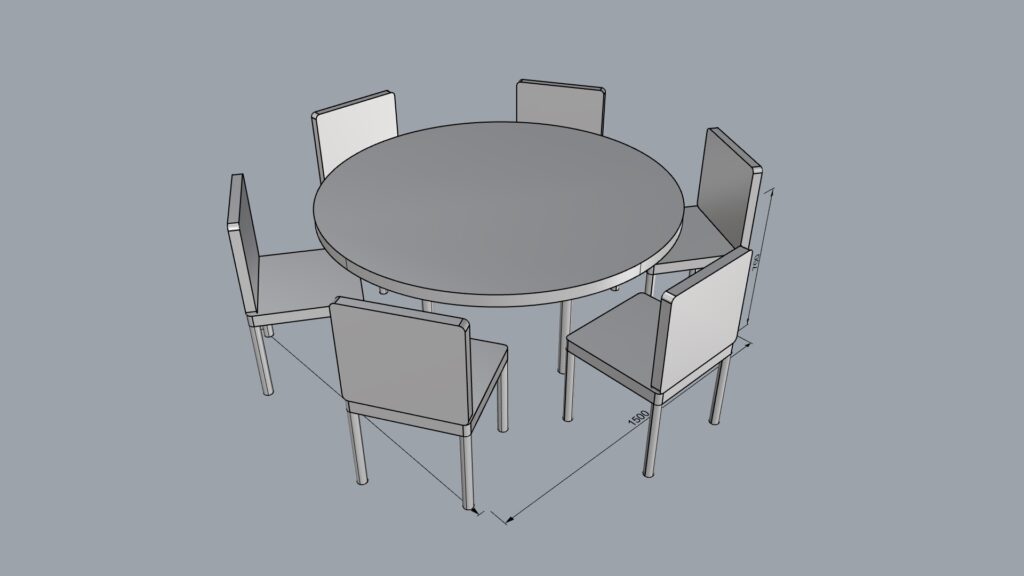 シンプルな円テーブル椅子付きΦ1500-700