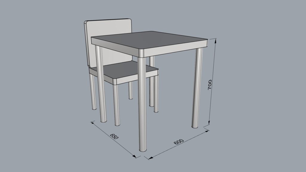 シンプルなテーブル椅子付き600-650-700