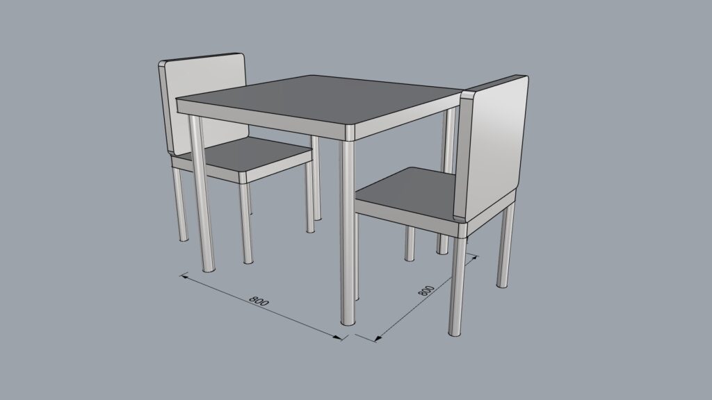 シンプルなテーブル椅子付き800-800-700