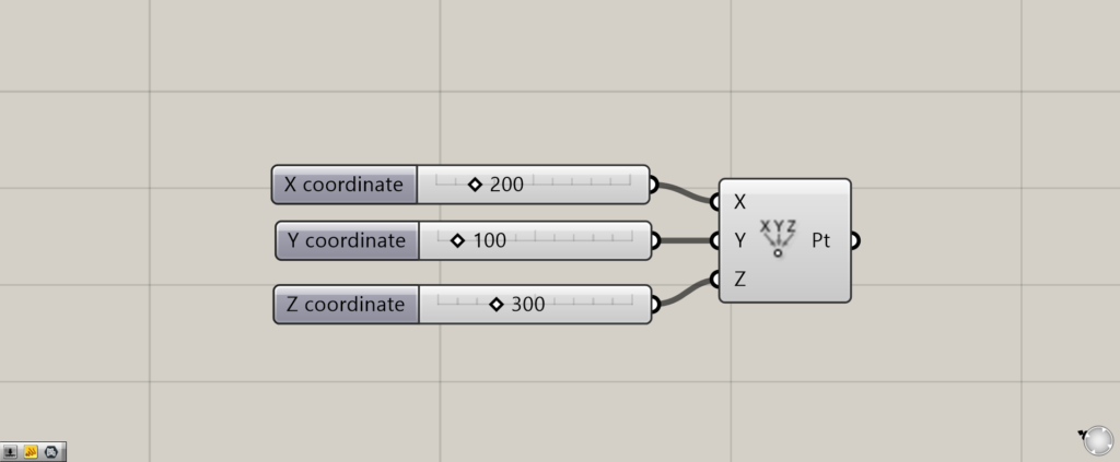 X・Y・Zのそれぞれの座標の数値を入力して、点を作成する