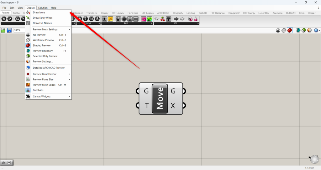 Draw Iconsを選択しない