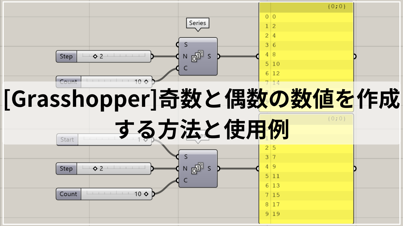 [Grasshopper]奇数と偶数の数値を作成する方法と使用例