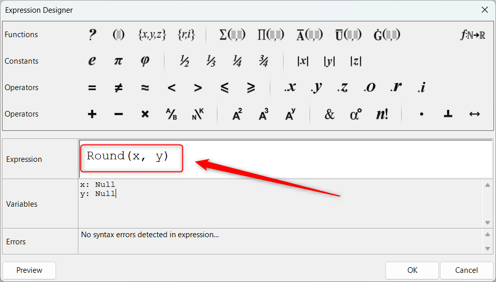 Round(x, y)