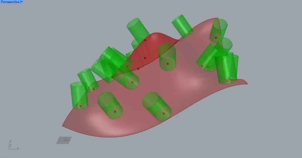 サーフェス上の点のある地点を作業平面にできた