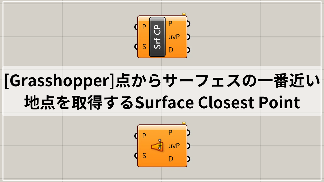 [Grasshopper]点からサーフェスの一番近い地点を取得するSurface Closest Point