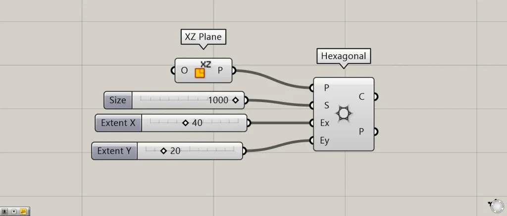 六角形のグリッド線を作成する