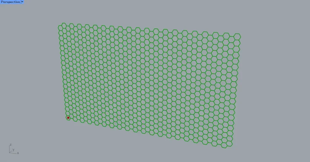 六角形のグリッド線が作成された