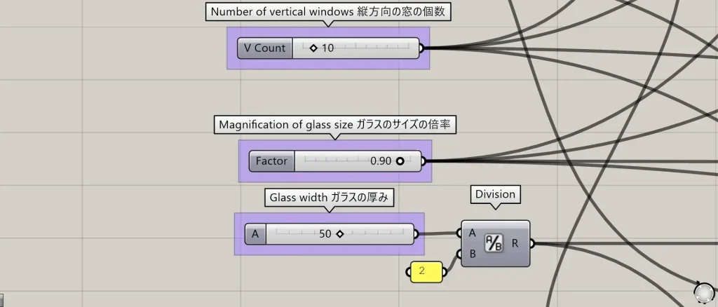 Magnification of glass size ガラスのサイズの倍率