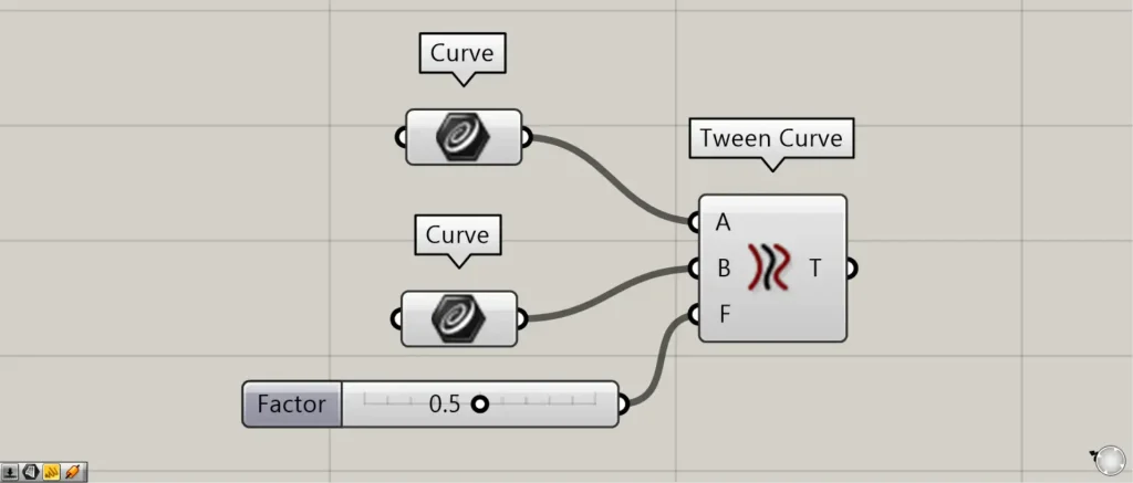 異なる2本の線の間に線を作成する