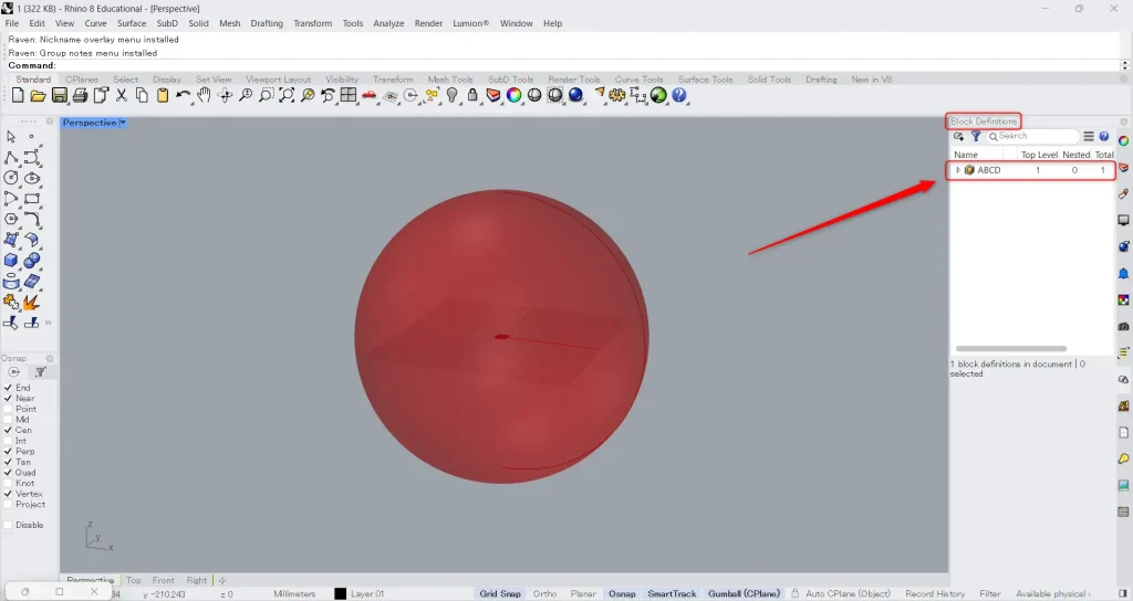 the block you defined